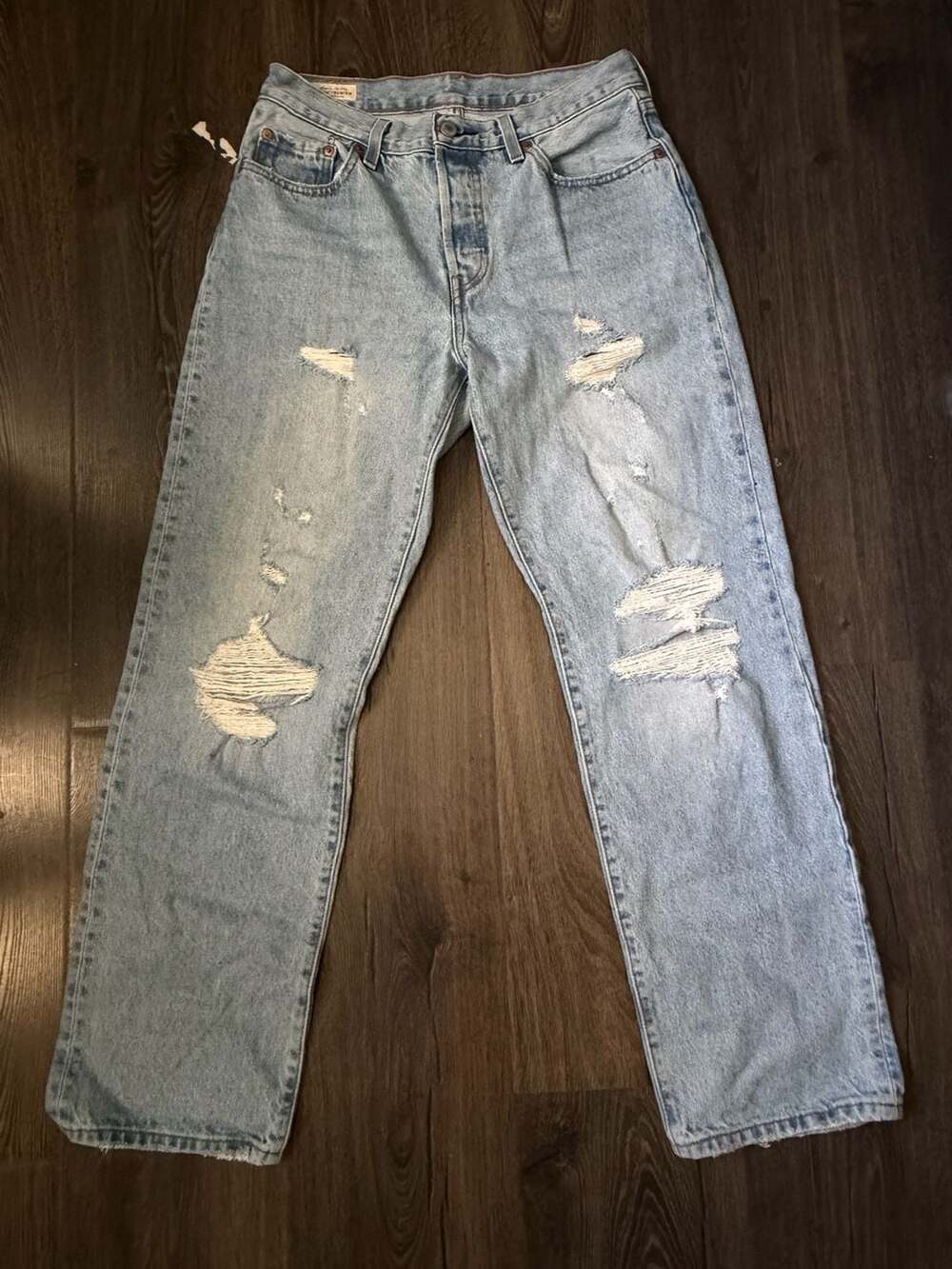 Levi's Premium 501 Distressed Light Wash Jeans